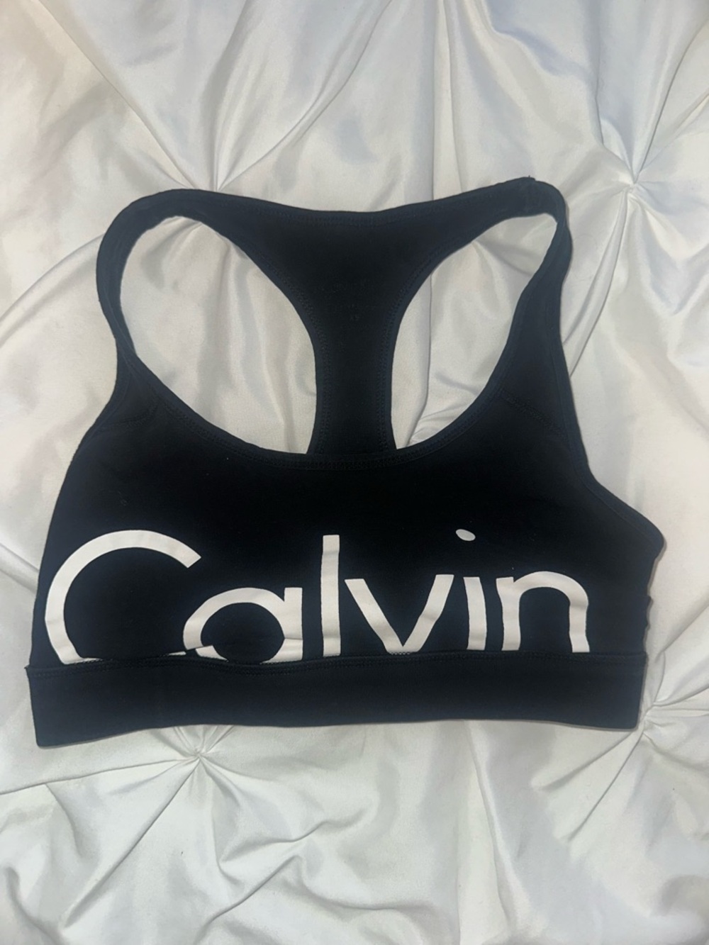 Calvin Klein Black & White Logo Racerback Sports Bra